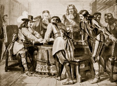 General Monck declares for a free Parliament, 1660, illustration from 